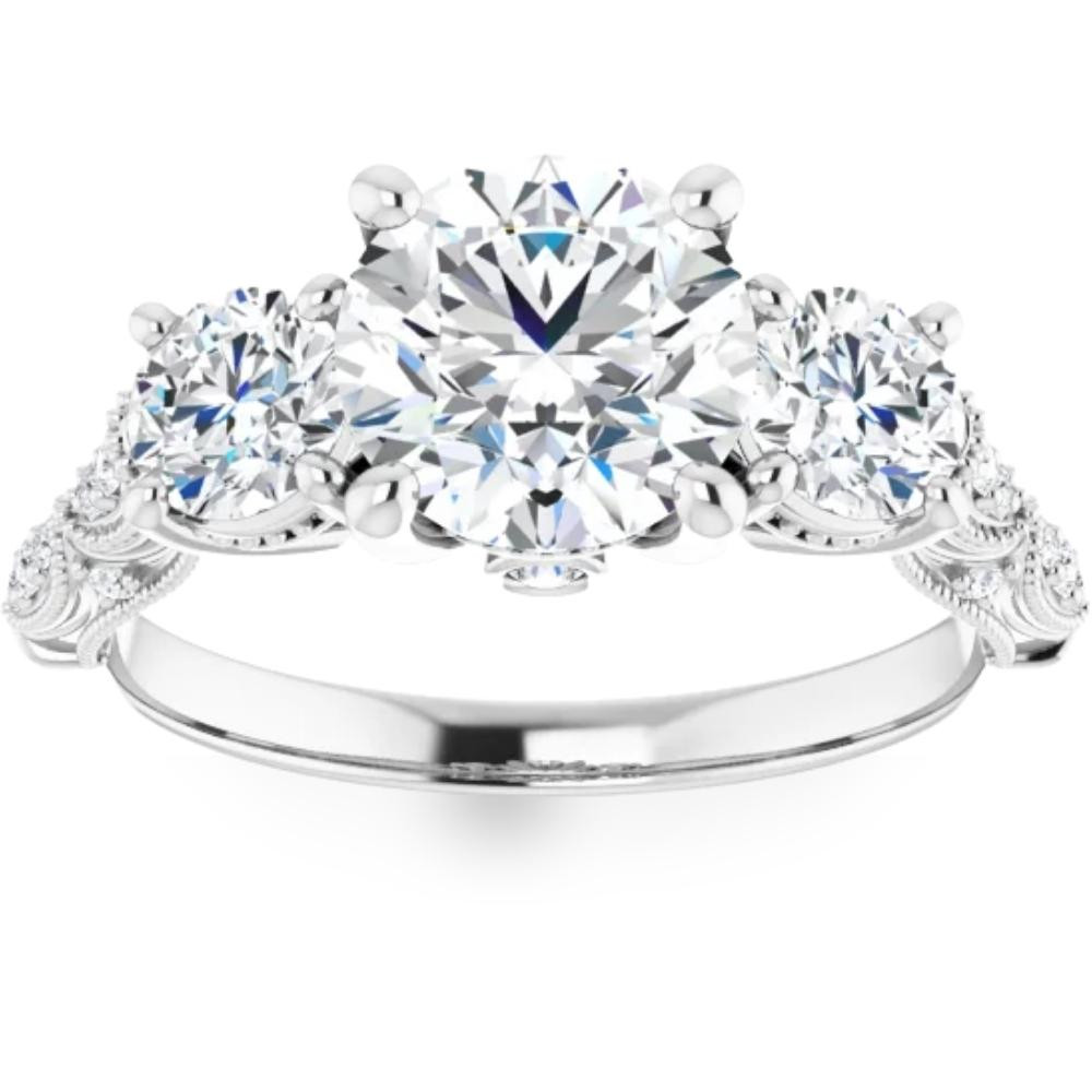 Pompeii 3Ct Vintage Diamond 3 Stone Engagement Ring Lab Grown in White or Yellow Gold